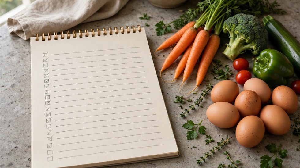 Handwritten 50 dollar grocery list australia for healthy single person weekly meal prep