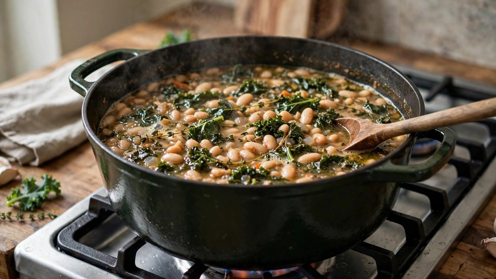 Batch cooking high fibre beans and greens stew for Australian weekly meal prep