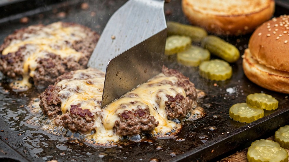 Smashed beef mince patties with melting cheese for a copycat Bettys burgers bowl