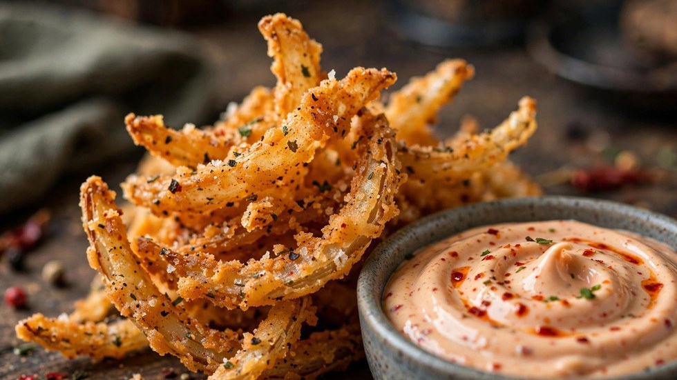 Crispy baked onion petals with spicy dip in this copycat bloomin onion dip Australia home recipe